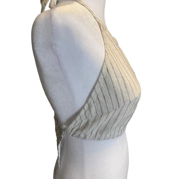 Rag & Bone Zoe Stripe Denim Crop Halter Top Size Small NWT - Picture 2 of 4